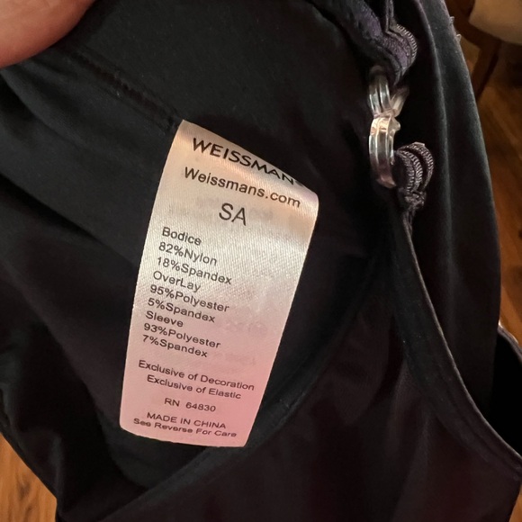 WEISSMAN Dance Costume shift dress Long sleeve black gold sequin Cool SA - Picture 3 of 3